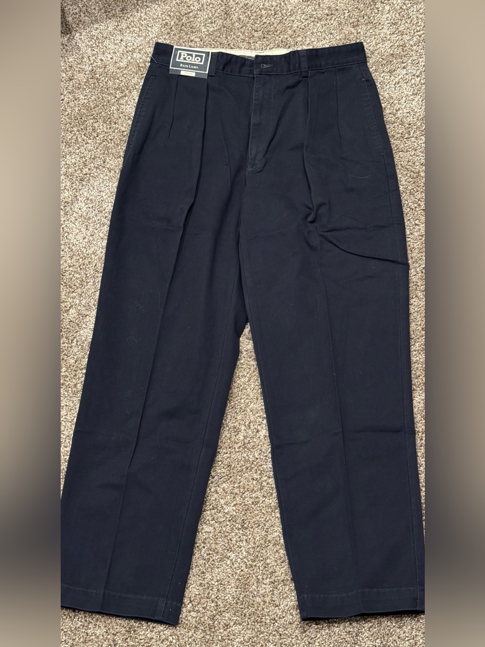 Polo by Ralph Lauren Men's Dark Navy Pleated Chinos